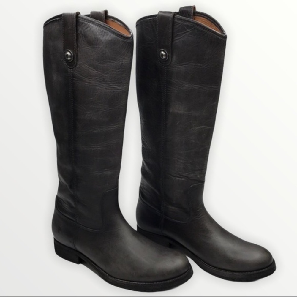 FRYE Melissa Lug Leather Tall Gray Boot sz 7.5